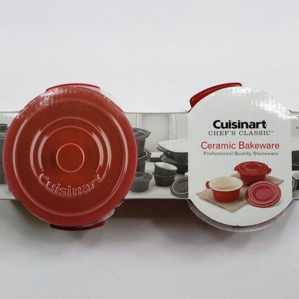 CUISINART Chefs Classic Mini Round Covered Cocottes Bakeware in Red Set of Two